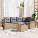 vidaXL Tuinbank Set met kussen met opslag 6 pcs Beige Poly, Verzenden, Nieuw