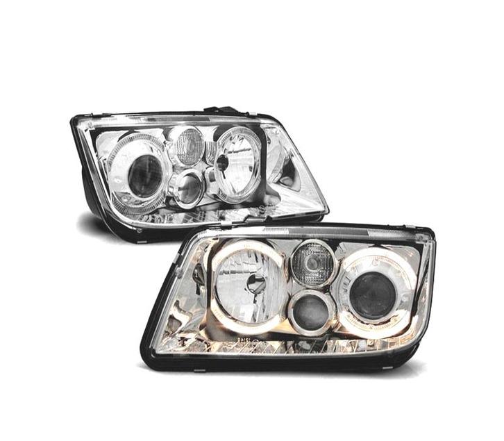 PHARES POUR VOLKSWAGEN VW BORA 98-05 ANGEL EYES FOND CHROMÉ, Autos : Pièces & Accessoires, Éclairage, Envoi