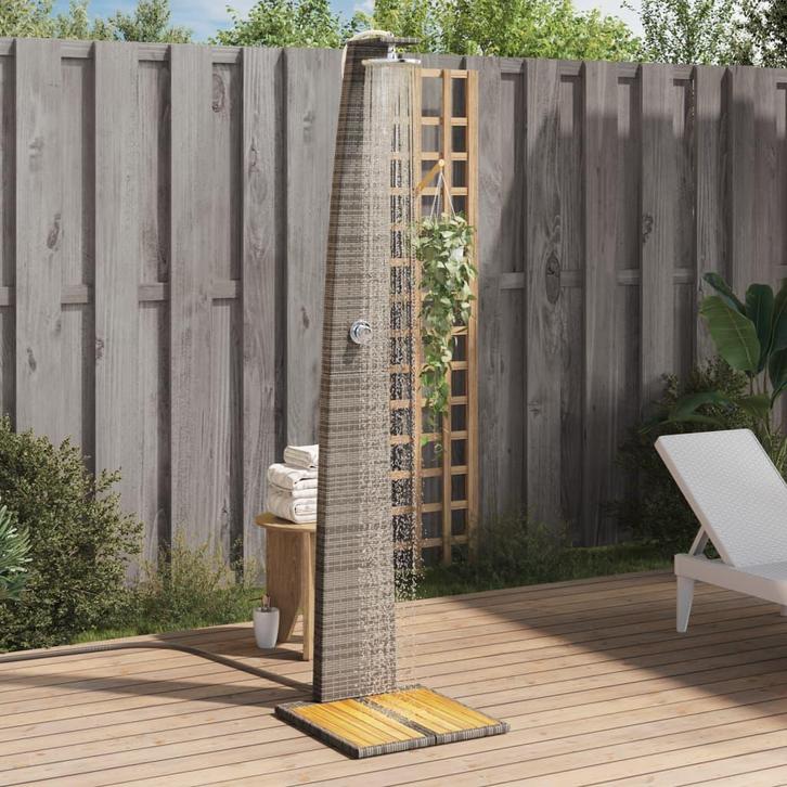 vidaXL Buitendouche 55x60x224 cm poly rattan en acaciahout, Tuin en Terras, Zwembaden, Nieuw, Verzenden