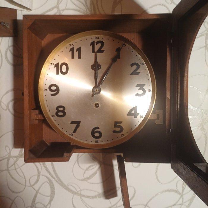 Wandklok - Glas, Hout, Messing - 1930-1940, Antiek en Kunst, Antiek | Klokken