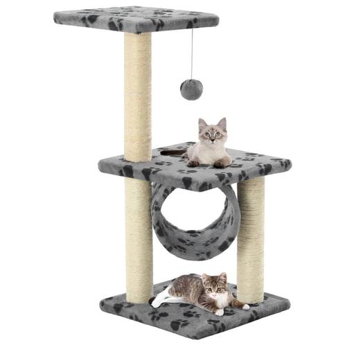 vidaXL Arbre à chat avec griffoirs en sisal 65 cm Gris, Animaux & Accessoires, Accessoires pour chats, Neuf, Envoi