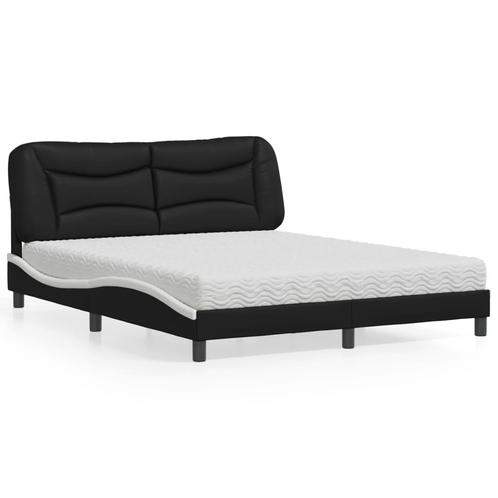 vidaXL Lit avec matelas noir et blanc 160x200 cm, Huis en Inrichting, Slaapkamer | Bedden, Verzenden