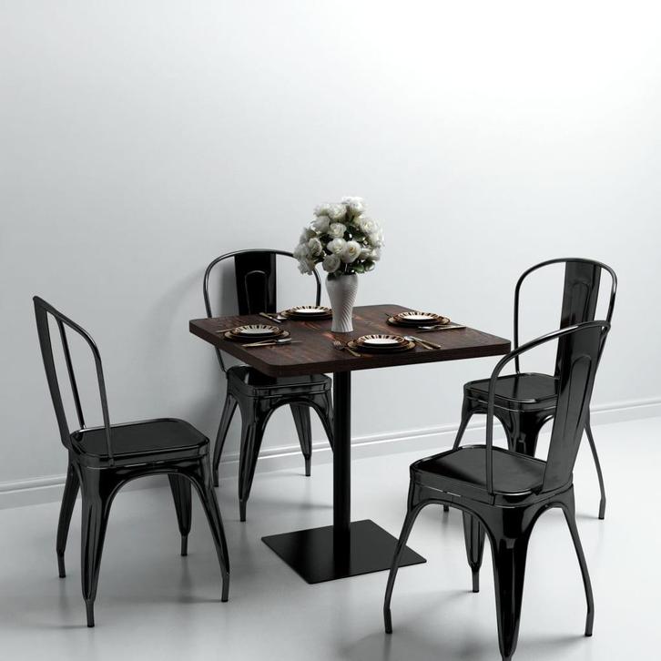 vidaXL Bistrotafel vierkant 80x80x75 cm MDF en staal donker, Huis en Inrichting, Tafels | Eettafels, Nieuw, Verzenden