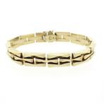 Gouden fantasie schakelarmband., Handtassen en Accessoires, Armbanden, Ophalen of Verzenden, Gebruikt, Overige kleuren, Goud