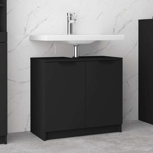 vidaXL Badkamerkast 64,5x33,5x59 cm bewerkt hout zwart, Huis en Inrichting, Kasten | Overige, Nieuw, Verzenden