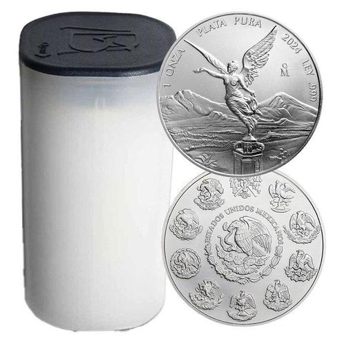 Mexico. 25 x 1 oz 2024 Silver Libertad Coin BU In Tube, Postzegels en Munten, Edelmetalen en Baren