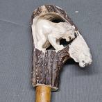 Wandelstok - Hout, Hoorn - Wandelstok met hertengewei