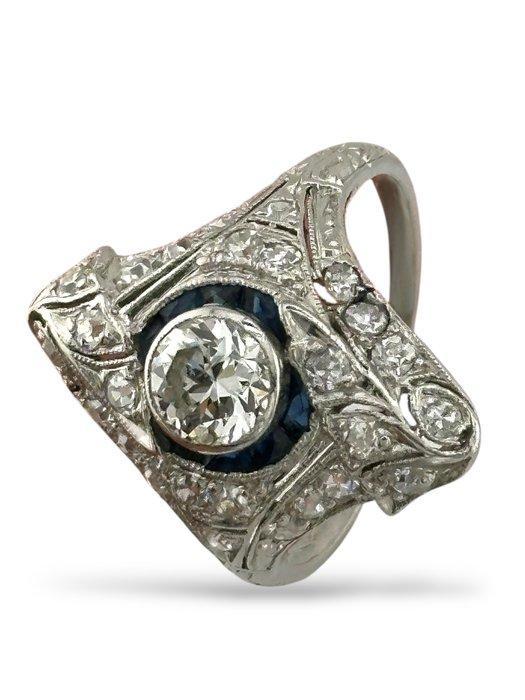 Ring Platina, Art Deco platinum ring met 1,75 karaat, Handtassen en Accessoires, Ringen