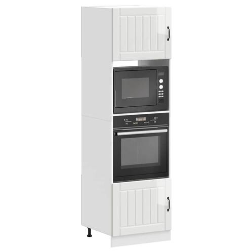 vidaXL Ovenkasten 2 st Lucca bewerkt hout glanzend wit, Huis en Inrichting, Kasten | Overige, Nieuw, Verzenden