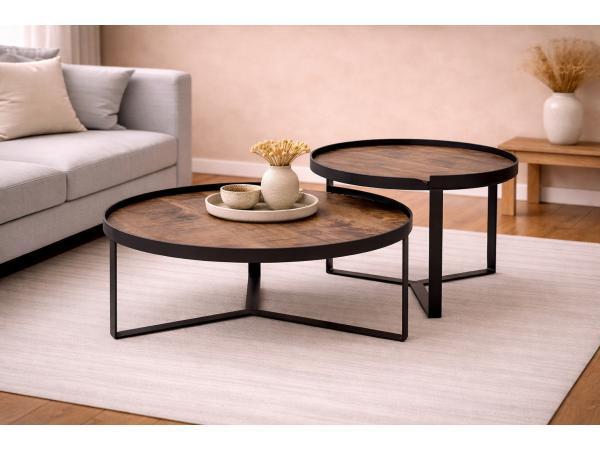 Veiling - Salontafel Hanna natural- Hout - Poot metaal zwart, Huis en Inrichting, Tafels | Salontafels