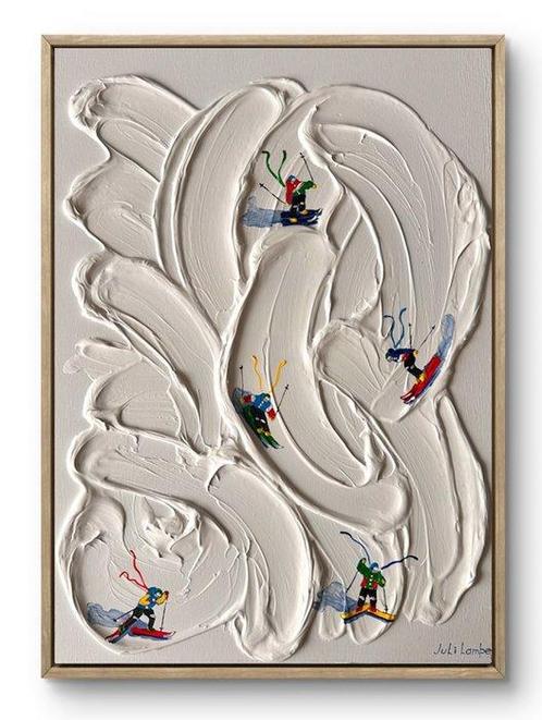Juli Lampe (1980) - Ski Lovers in the snowy expanses Mont, Antiek en Kunst, Kunst | Schilderijen | Modern