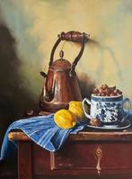 Naghme Hesari - Lemon and blue napkin, Antiek en Kunst