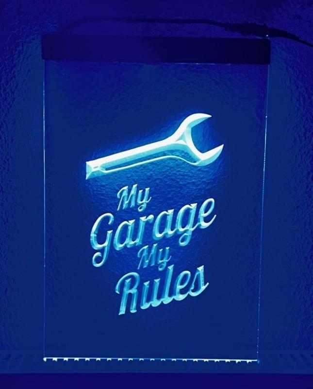 My garage my rules neon bord lamp LED verlichting reclame li, Huis en Inrichting, Lampen | Overige, Nieuw, Verzenden