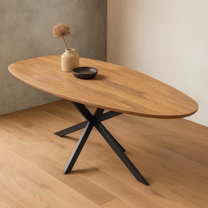 Mangohouten Eettafel Organisch Branwen 220x110 cm, Huis en Inrichting, Tafels | Eettafels, Nieuw, Overige houtsoorten, Overige vormen