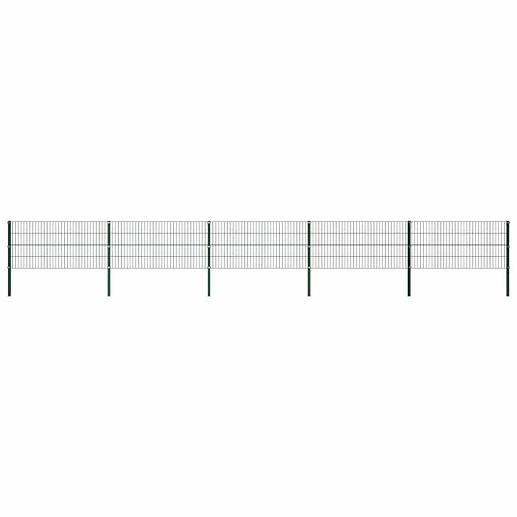 vidaXL Schuttingpaneel met palen ijzer 867x80 cm groen, Tuin en Terras, Tuinhekken en Hekwerk, Nieuw, Verzenden