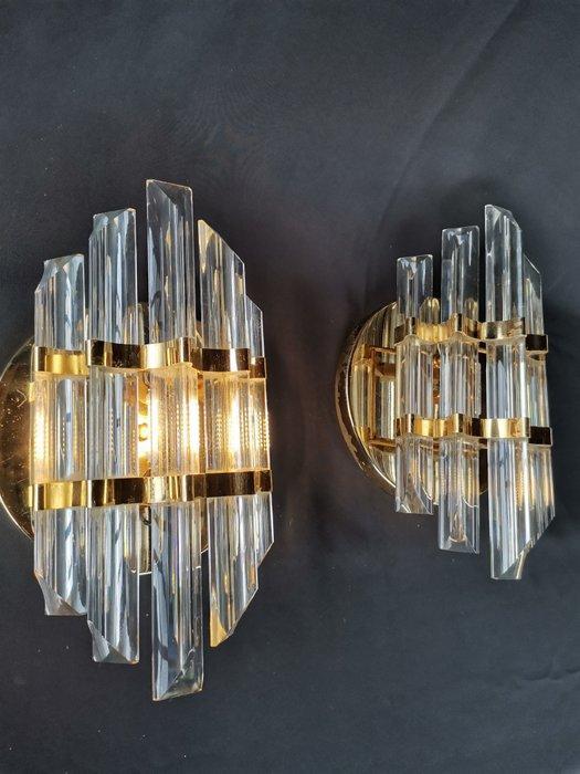 Wandlamp - Kristal, Metaal - Paar wandlampen, Antiek en Kunst, Antiek | Verlichting