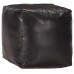 vidaXL Poef 40x40x40 cm echt geitenleer zwart, Huis en Inrichting, Zetels | Voetbanken en poefs, Verzenden, Nieuw