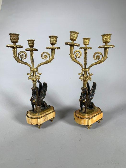 Kandelaber - Brons, Marmer, Antiquités & Art, Antiquités | Autres Antiquités