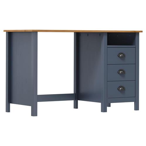 vidaXL Bureau Hill 3 lades 120x50x74 cm massief grenenhout, Huis en Inrichting, Bureaus, Nieuw, Verzenden