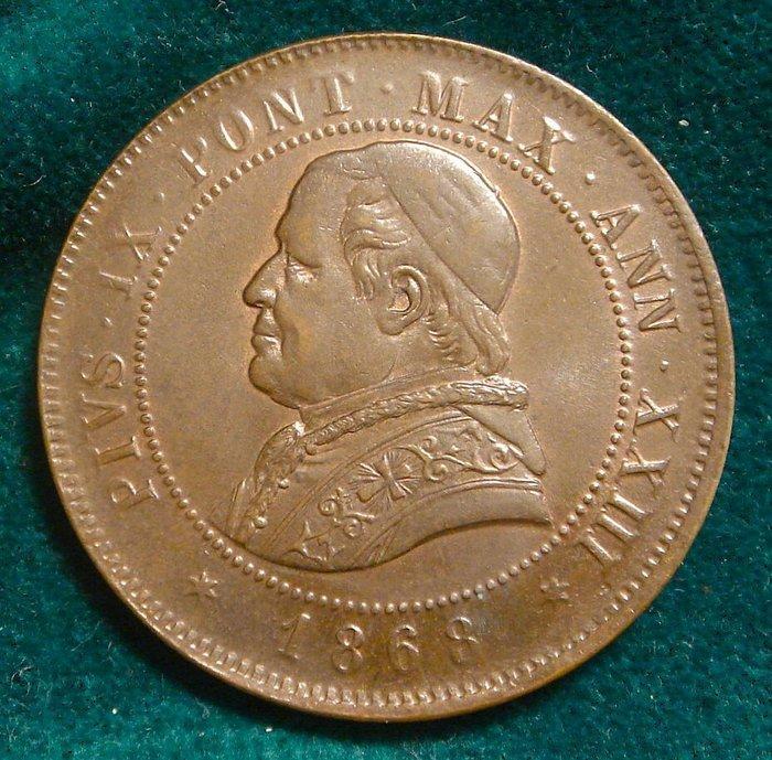 Italië, Pauselijke Staat Pio IX ( 1792-1878). 4 Soldi 1868, Postzegels en Munten, Munten | Europa | Niet-Euromunten