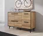 Dressoir Frey - Licht eiken - Zwart - 135 cm, Huis en Inrichting, Kasten | Dressoirs, Verzenden, Nieuw, 25 tot 50 cm, 100 tot 150 cm