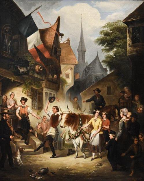 C. Deventer (XIX) - Het slachtfeest, Antiek en Kunst, Kunst | Schilderijen | Klassiek