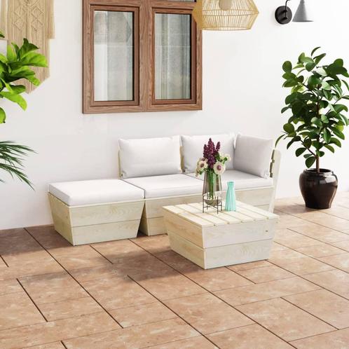 vidaXL Salon de jardin palette 4 pcs avec coussins, Jardin & Terrasse, Ensembles de jardin, Salons de jardin, Neuf, Envoi