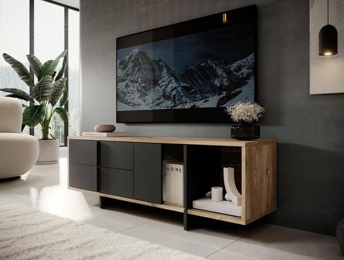 Meubella TV-Meubel Jonna eiken 160x44x54 cm, Maison & Meubles, Armoires | Mobilier de télévision, Envoi