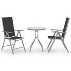 vidaXL 3-delige Bistroset aluminium en textileen, Tuin en Terras, Verzenden, Nieuw