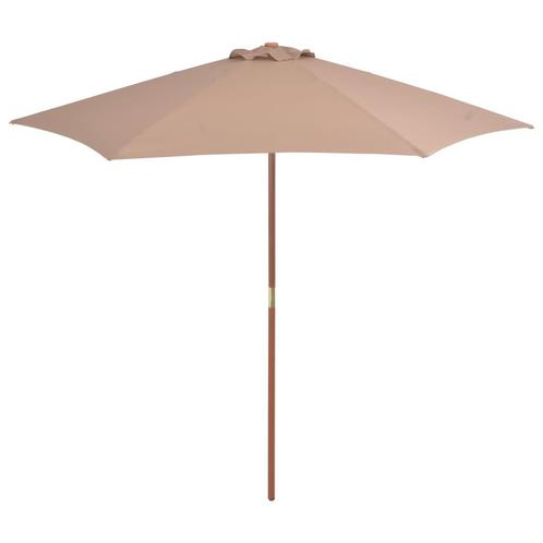 vidaXL Parasol met houten paal 270 cm taupe, Tuin en Terras, Parasols, Nieuw, Verzenden