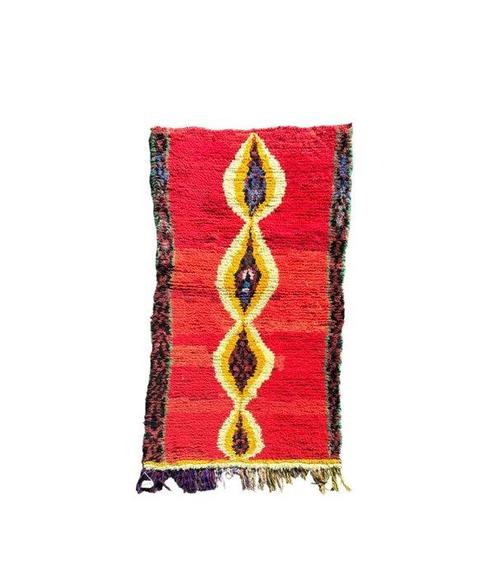 Vintage Marokkaans Boucherouite Tapijt – Handgeweven Berber, Huis en Inrichting, Stoffering | Tapijten en Vloerkleden