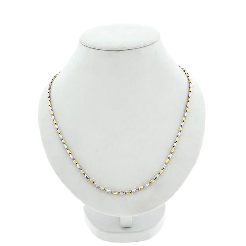 Bicolor gouden schakel ketting; 45,5 cm | Monzario, Handtassen en Accessoires, Kettingen, Overige kleuren, Gebruikt, Goud, Ophalen of Verzenden