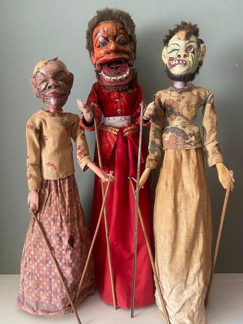 3 poupées wayang golek - Indonésie, Antiek en Kunst, Kunst | Niet-Westerse kunst