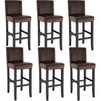 tectake Barkruk van kunstleer - bruin, Set van 6, Huis en Inrichting, Barkrukken, Verzenden, Nieuw