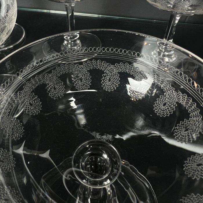 Drinkset (8) - Geëtste bloem- en bladmotieven - Belle Époque, Antiquités & Art, Antiquités | Meubles | Tables