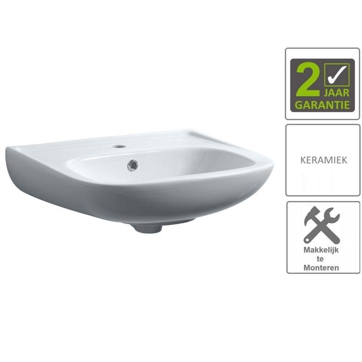 BWS Wastafel Keramiek 56x45cm Wit, Doe-het-zelf en Bouw, Sanitair, Overige typen, Nieuw, Ophalen of Verzenden