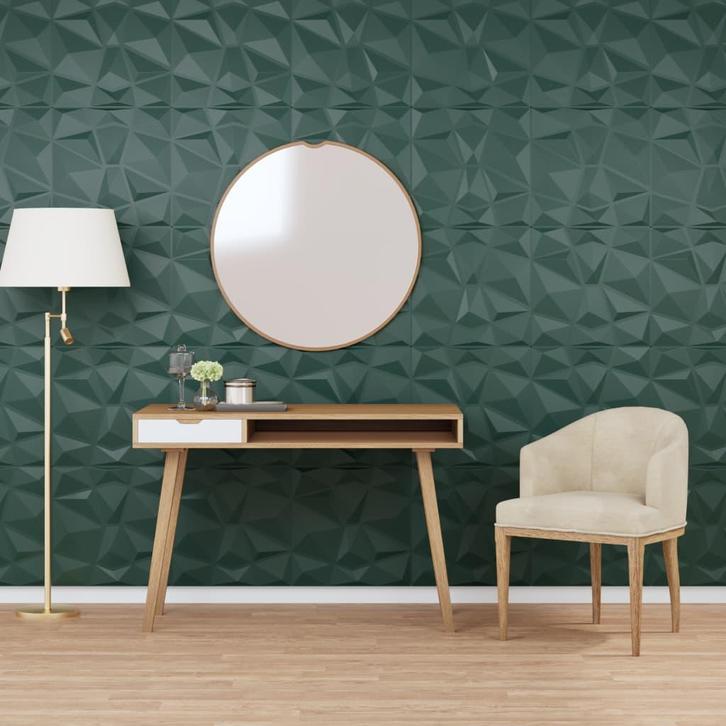 vidaXL 24 st Wandpanelen diamant 6 m² 50x50 cm XPS groen, Doe-het-zelf en Bouw, Platen en Panelen, Nieuw, Verzenden