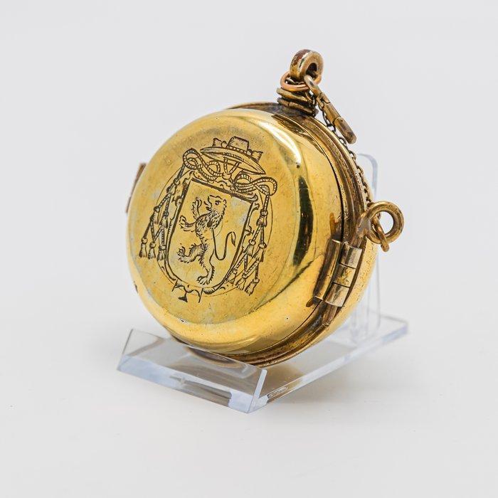 Volledig vergulde reispyxis met onbekend bisschoppelijk, Antiek en Kunst, Kunst | Niet-Westerse kunst