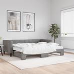 vidaXL Slaapbank onderschuifbed matrassen 90x200 cm stof, Huis en Inrichting, Slaapkamer | Bedden, Verzenden, Nieuw