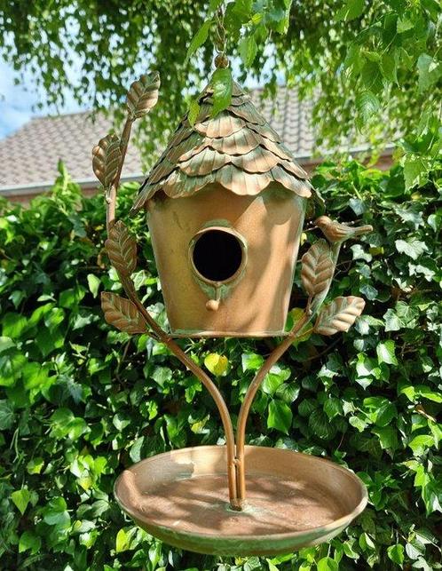 Beeldje - BIrdhouse - Feeding scale - IJzer, Antiek en Kunst, Kunst | Designobjecten