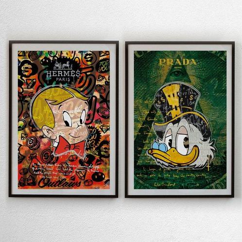 Josh Mahaby - NO Reserve / Welcome to Money Land + Scrooge, Antiek en Kunst, Kunst | Schilderijen | Modern