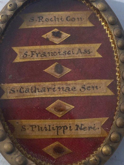 Reliekhouder - Brons, Glas, Textiel - 1850-1900 -, Antiquités & Art, Art | Art non-occidental