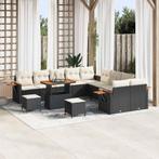 vidaXL Tuinbank Set met kussen met opslag 13 pcs Zwart Poly, Tuin en Terras, Tuinsets en Loungesets, Verzenden, Nieuw
