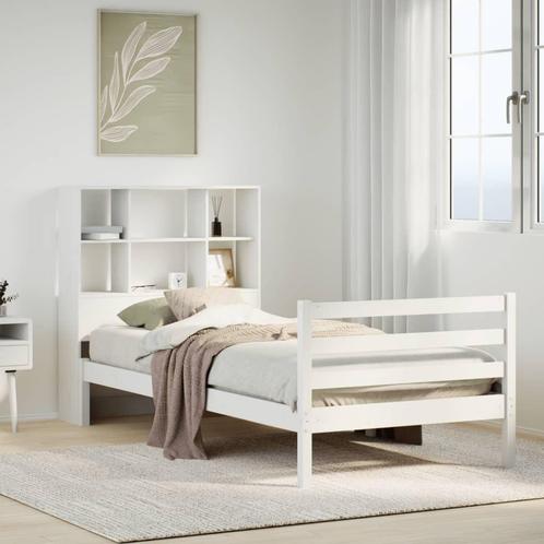 vidaXL Lit bibliothèque sans matelas blanc 100x200 cm, Maison & Meubles, Chambre à coucher | Lits, Neuf, Envoi