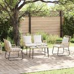 vidaXL Tuin Eettafel Set 3 pcs Bruin en Crème Poly riet,, Verzenden, Nieuw