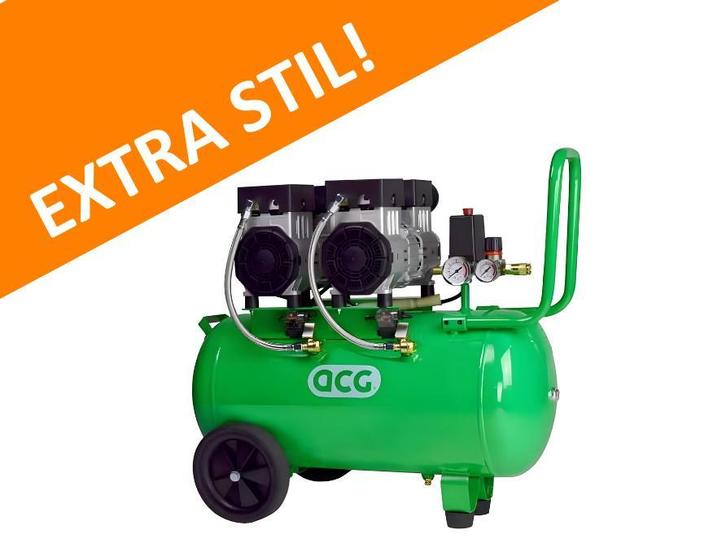 Compressor super stil met 24l &amp; 50l vat | ACG silent, Doe-het-zelf en Bouw, Compressors, 25 tot 100 liter, 6 tot 10 bar, Geluidgedempt