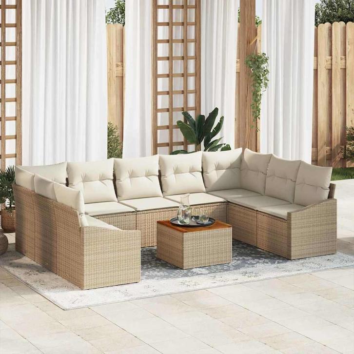 vidaXL Tuinbank Set 10 pcs Beige en wit, Tuin en Terras, Tuinsets en Loungesets, Nieuw, Verzenden