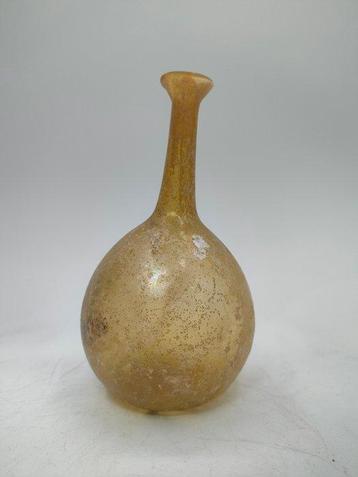 Romain antique Bouteille en verre ambré 13,00 cm.