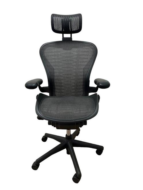 Herman Miller Aeron Maat B - Incl. Hoofdsteun en Lumbar, Huis en Inrichting, Bureaustoelen, Bureaustoel, Zwart, Zo goed als nieuw