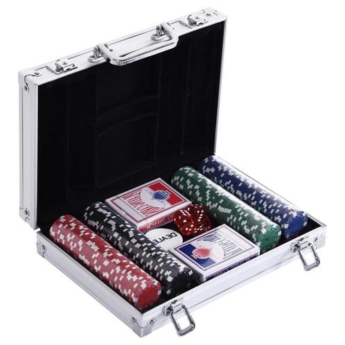 TRUUSK Pokerkoffer Pokerset 200 Pokerchips 2x Pak Kaarten 5x, Hobby en Vrije tijd, Gezelschapsspellen | Overige, Verzenden
